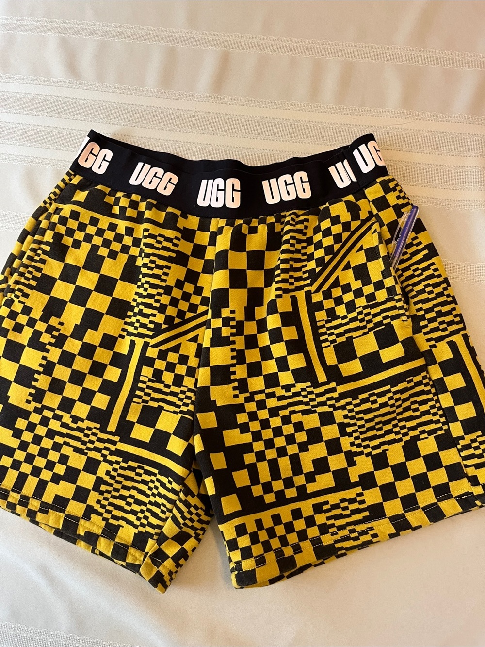 UGG Black & Yellow Checkerboard Graphic Shorts